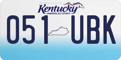 KY license plate 051UBK