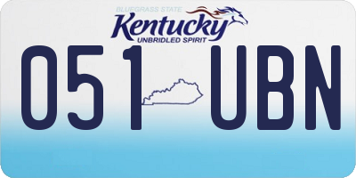 KY license plate 051UBN