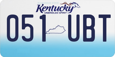 KY license plate 051UBT