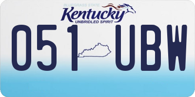 KY license plate 051UBW