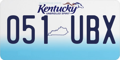 KY license plate 051UBX