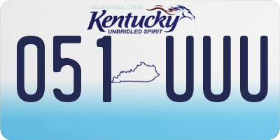 KY license plate 051UUU