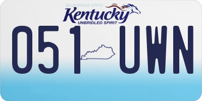 KY license plate 051UWN