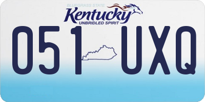 KY license plate 051UXQ