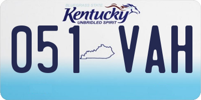KY license plate 051VAH