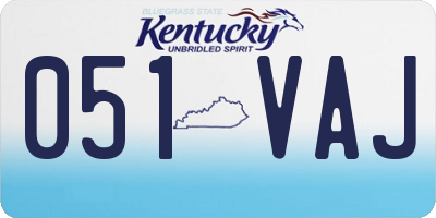 KY license plate 051VAJ