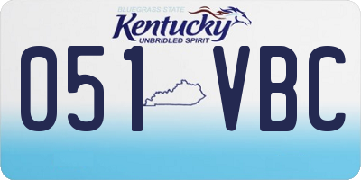 KY license plate 051VBC