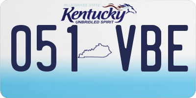 KY license plate 051VBE