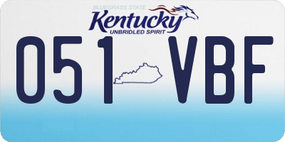 KY license plate 051VBF