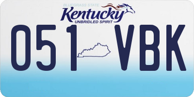 KY license plate 051VBK