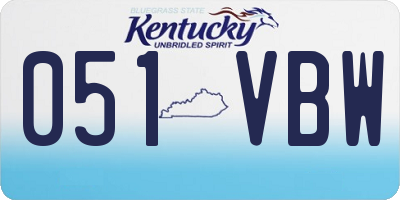 KY license plate 051VBW