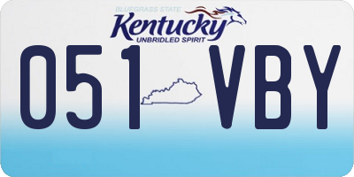 KY license plate 051VBY
