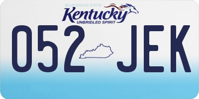 KY license plate 052JEK