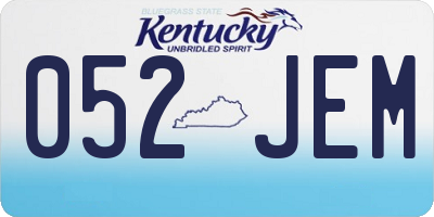 KY license plate 052JEM