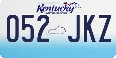 KY license plate 052JKZ