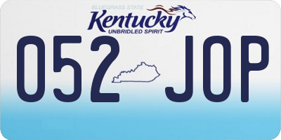 KY license plate 052JOP