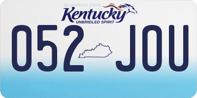 KY license plate 052JOU