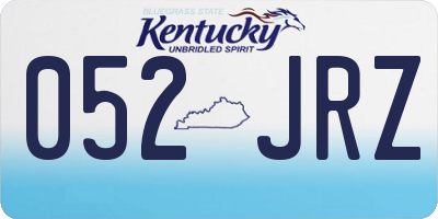 KY license plate 052JRZ