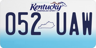 KY license plate 052UAW
