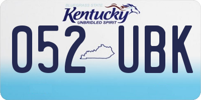 KY license plate 052UBK