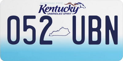 KY license plate 052UBN