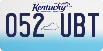 KY license plate 052UBT