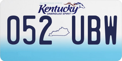 KY license plate 052UBW