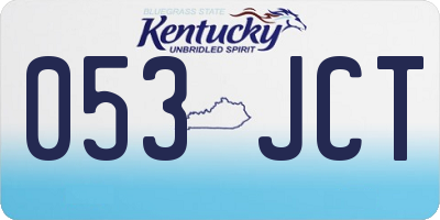 KY license plate 053JCT