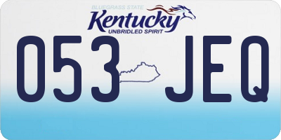 KY license plate 053JEQ