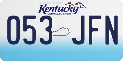 KY license plate 053JFN