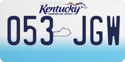 KY license plate 053JGW