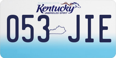 KY license plate 053JIE