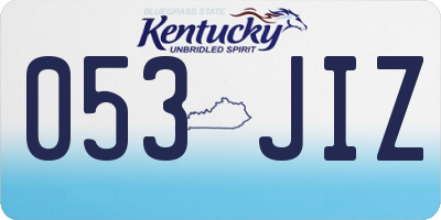 KY license plate 053JIZ