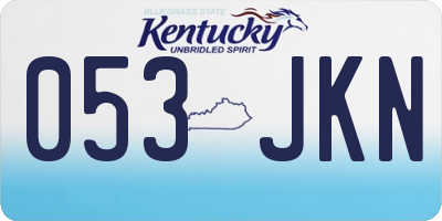 KY license plate 053JKN