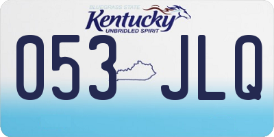 KY license plate 053JLQ