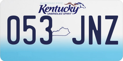 KY license plate 053JNZ