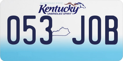 KY license plate 053JOB