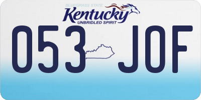 KY license plate 053JOF
