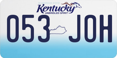 KY license plate 053JOH