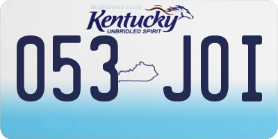 KY license plate 053JOI
