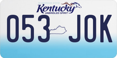 KY license plate 053JOK