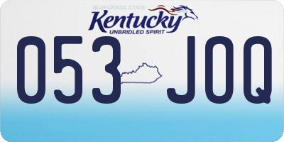 KY license plate 053JOQ