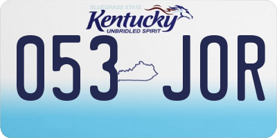 KY license plate 053JOR