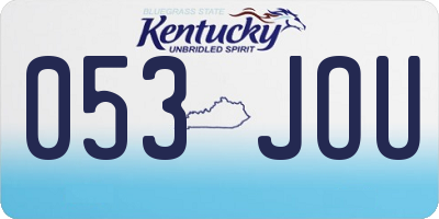 KY license plate 053JOU