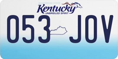 KY license plate 053JOV