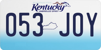 KY license plate 053JOY