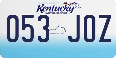 KY license plate 053JOZ
