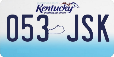 KY license plate 053JSK