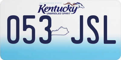 KY license plate 053JSL