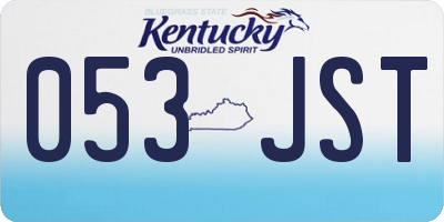 KY license plate 053JST